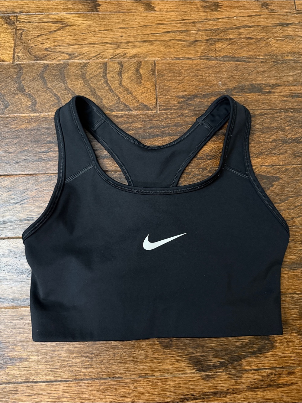 Nike Black Racerback Performance Sports Bra with White Swoosh